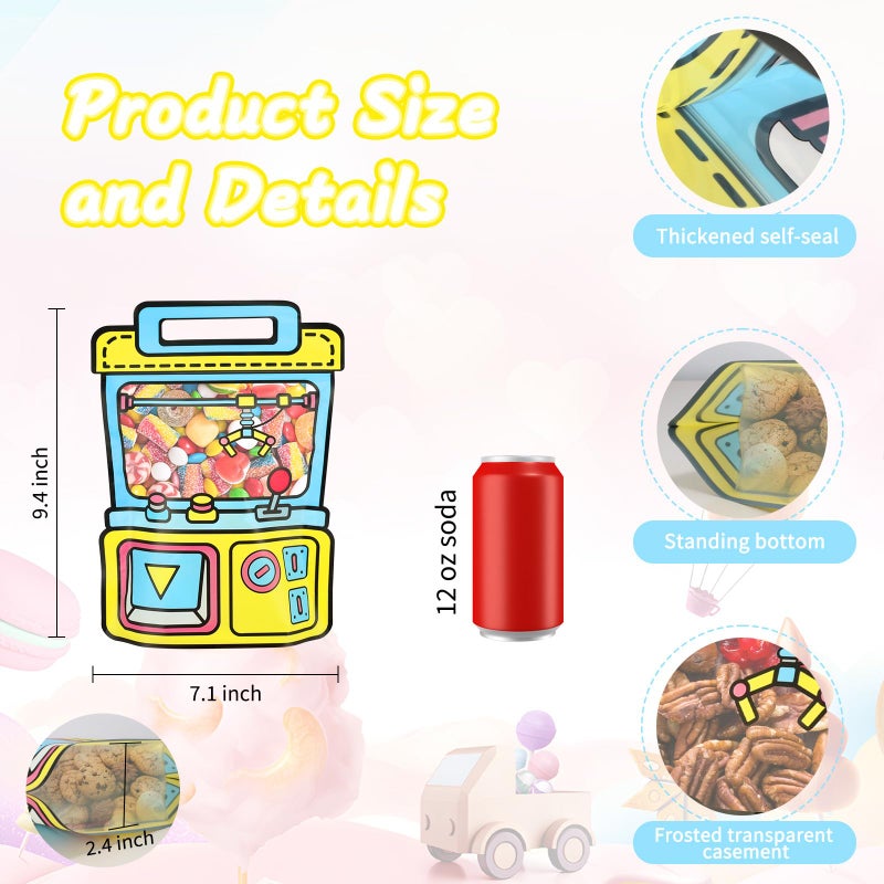 EONSUI 30PCS Plastic Claw Machine Shaped Goodies Bags with Handles for Kids Birthday, Back to School Supplies, Baby Shower, Party, Wedding, Reusable Bulk Gift Wrapper for Candy, Snacks, Chocolate - Image 2