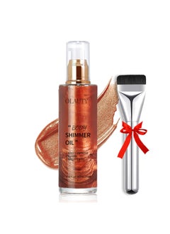 FirstFly Shimmer Body Oil Waterproof Body Luminizer Bronze Face Brighten Moisturizing Long Lasting Liquid Illuminator Highlighter Shimmer Body Glitter Oil Summer Makeup Glow 