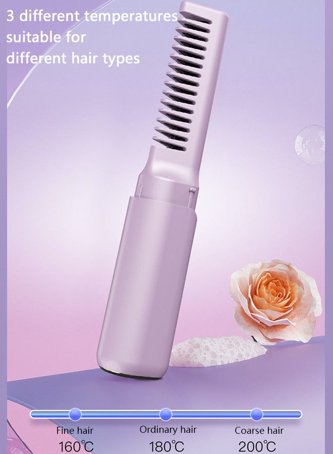 NIBEMINENT Mobile Heat Comb Rechargeable Portable Wireless Generic Electric Splint Straight Hair Comb Purple 19X4X2.5CM - Image 4