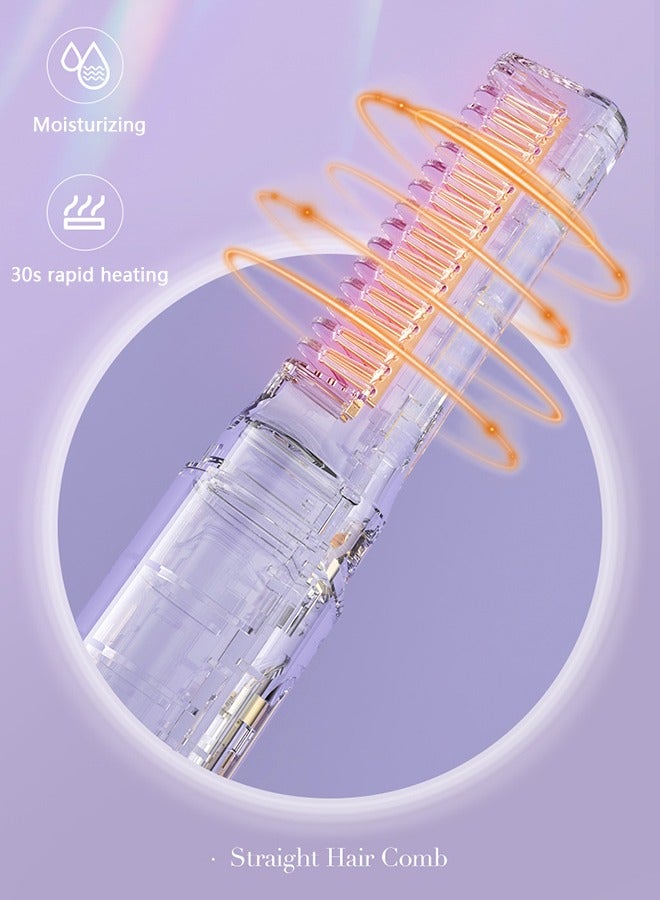 NIBEMINENT Mobile Heat Comb Rechargeable Portable Wireless Generic Electric Splint Straight Hair Comb Purple 19X4X2.5CM - Image 5