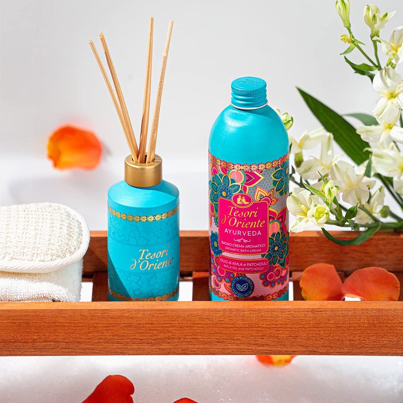 Tesori d'Oriente حمام فقاعات تسوري دورينتي للنساء، حمام رغوي، فقاعات حمام للاسترخاء، غسول جسم فاخر للعناية بالبشرة - 500 مل - 16.91 أونصة سائلة أمريكية - [استيراد إيطالي] - (أيورفيدا) - Image 4