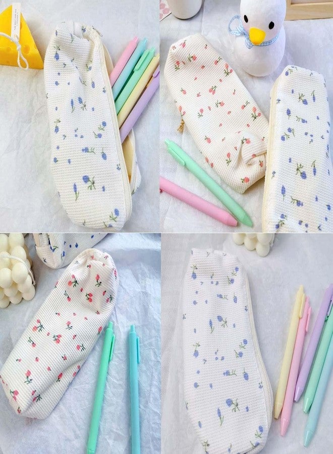 HABUAETY Small Pencil Pouch Makeup Cute Floral Pen Bag Women Pink Flower Office Stationery Comestic Bag - Image 4