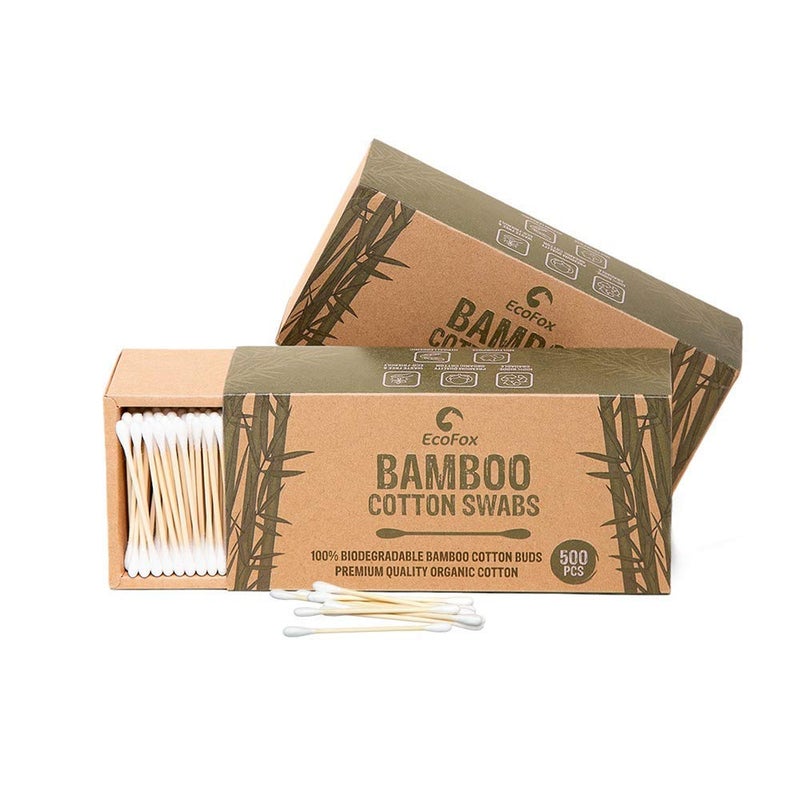 EcoFox Bamboo Cotton Swabs 1000 Count | Eco-Friendly & Pure Cotton Buds | Double Tipped Sticks | 100% Plant-Based & Natural | Perfect for Makeup & Nail Applications, Arts & Crafts, Removing Dust & Dirt… - Image 1