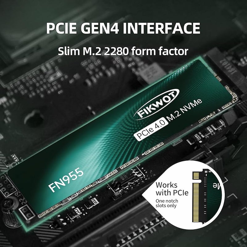 Fikwot FN955 1TB NVMe SSD M.2 2280 PCIe Gen4x4, Up to 7300MB/s, 3D NAND TLC Flash Internal Solid State Drive, Configure SLC Cache, Storage and Memory Expansion for PS5 Laptop Desktop - Image 4
