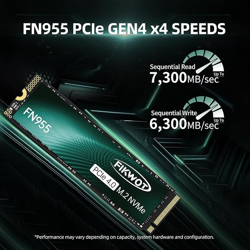 Fikwot FN955 1TB NVMe SSD M.2 2280 PCIe Gen4x4, Up to 7300MB/s, 3D NAND TLC Flash Internal Solid State Drive, Configure SLC Cache, Storage and Memory Expansion for PS5 Laptop Desktop - Image 2