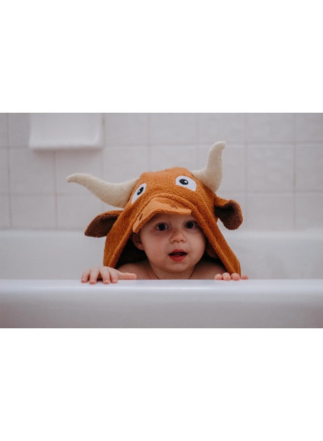 Yikes Twins Hooded Baby Towel for Kids 2-8 | Large 100% Cotton Baby Towel for Girls or Boys | Unisex Cute Texas Longhorn Bath Towels for Babies and Toddlers - Image 2
