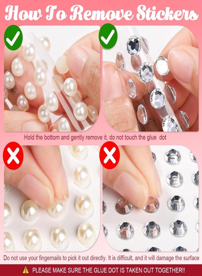 MAYCREATE® 2000pcs Pearl Stickers Rhinestones Face Gems Self-adhesive Hair Gems Jewels Faux Pearls Assorted Sizes Stone Sticker for Face Makeup, DIY Crafting, Home Decor, Embellishments - Image 3