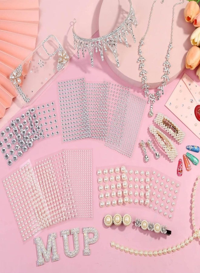 MAYCREATE® 2000pcs Pearl Stickers Rhinestones Face Gems Self-adhesive Hair Gems Jewels Faux Pearls Assorted Sizes Stone Sticker for Face Makeup, DIY Crafting, Home Decor, Embellishments - Image 5