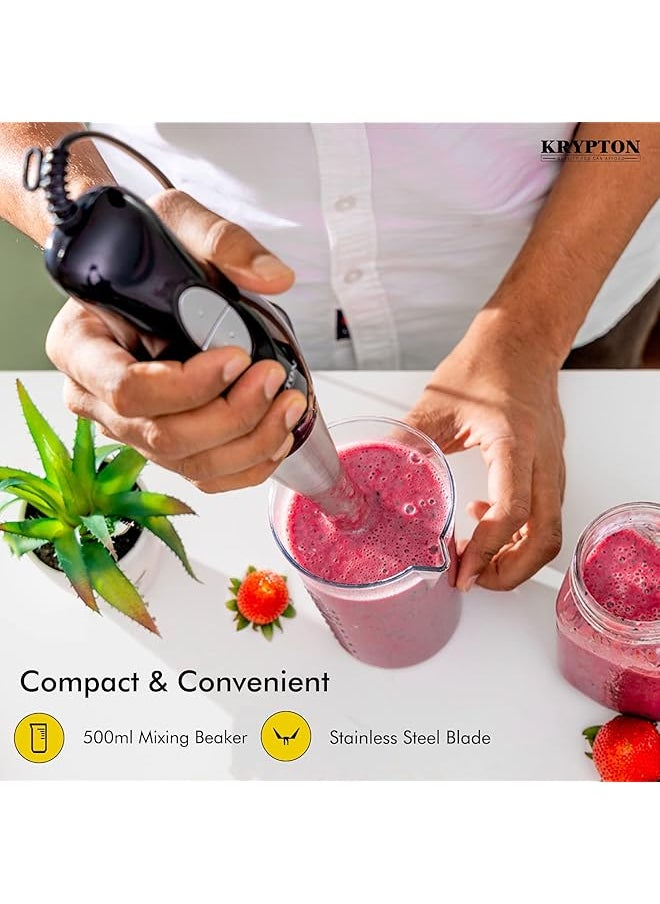 KRYPTON 200W Powerful Hand Blender Immersion Hand Blender Stainless Steel 500Mlcup Ideal For Smoothies Shakes Baby Food Soup Grinding Ingredients Vegetables And Fruits 2 Years  - Image 4