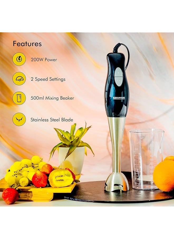 KRYPTON 200W Powerful Hand Blender Immersion Hand Blender Stainless Steel 500Mlcup Ideal For Smoothies Shakes Baby Food Soup Grinding Ingredients Vegetables And Fruits 2 Years  - Image 2