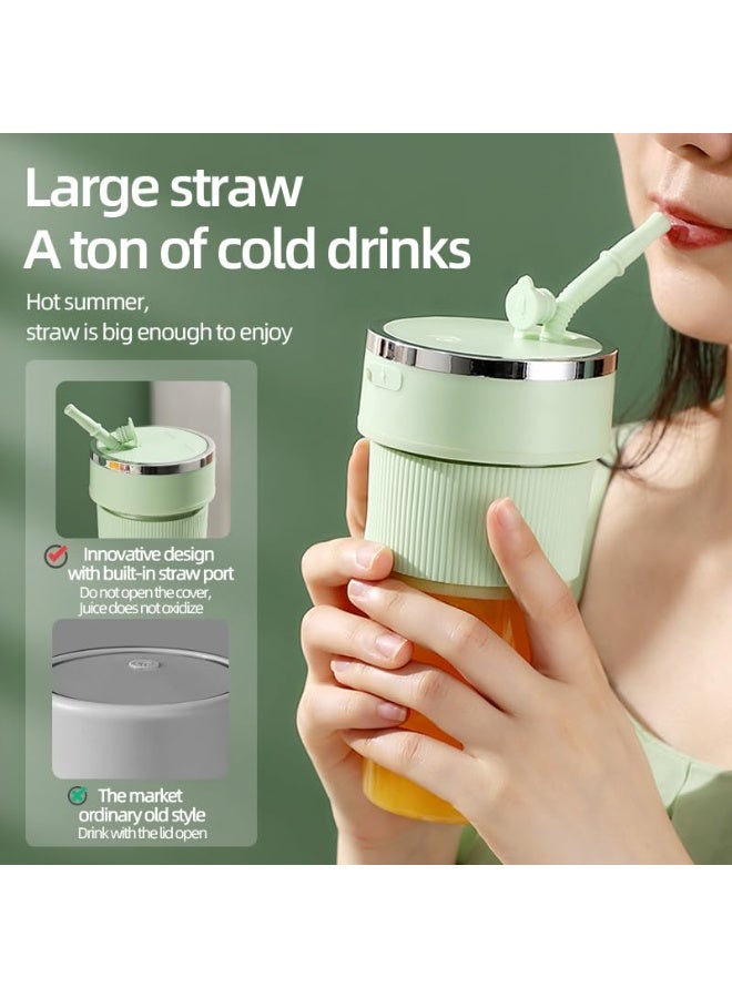 بيت الأناقة كوب عصير محمول بـ 6 شفرات، خلاط سحق ثلج من الفولاذ المقاوم للصدأ 304، صانع عصير سفر سعة 350 مل، تشغيل بلمسة واحدة وإيقاف تلقائي (أبيض) - Image 4