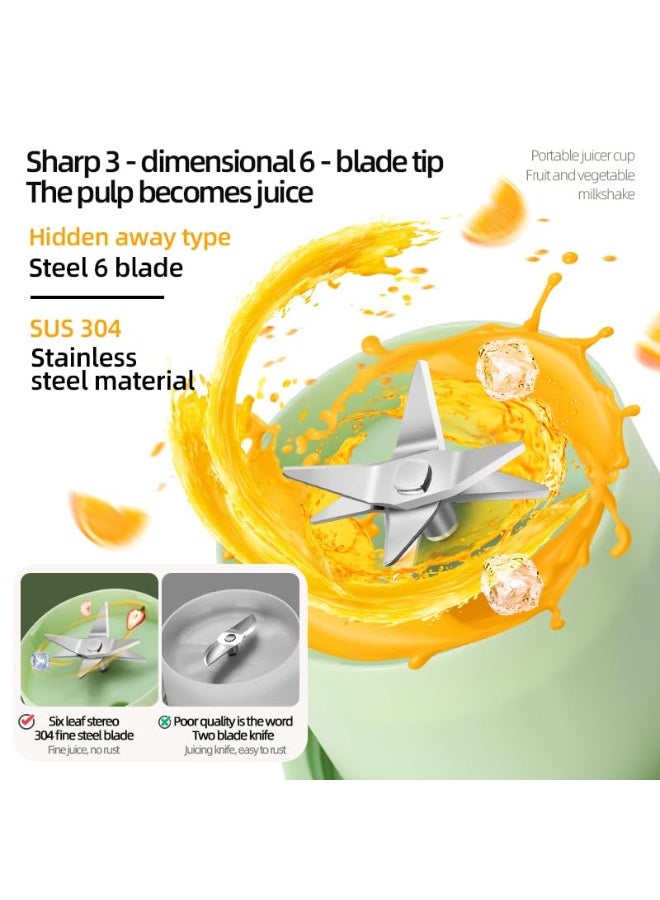 بيت الأناقة كوب عصير محمول بـ 6 شفرات، خلاط سحق ثلج من الفولاذ المقاوم للصدأ 304، صانع عصير سفر سعة 350 مل، تشغيل بلمسة واحدة وإيقاف تلقائي (أبيض) - Image 3