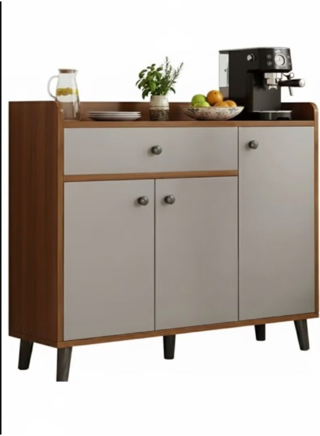 Multi-Purpose Sideboard, Coffee Corner and Shoe Organizer, with 3 Doors and 1 Drawer, for Entrance, Bedroom and Office, (brown-white) - Image 3