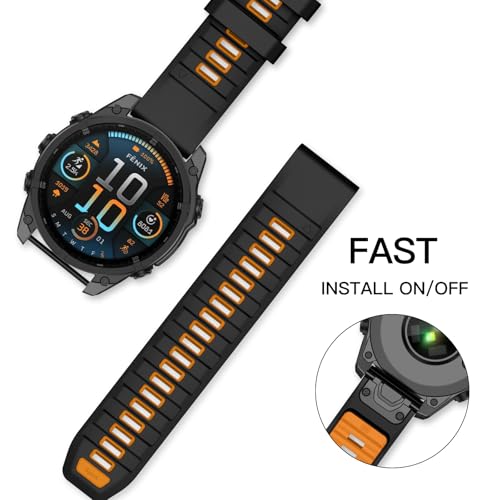 OVERSTEP Watch Band Compatible with Garmin Fenix 8 47mm/Fenix 7/Fenix 7 Pro/Fenix 6/Fenix 6 Pro/Fenix 5/Fenix 5 Plus, 22mm QuickFit Silicone Bands for Epix Pro 47mm/Fenix E/Forerunner 945 955 - Image 3