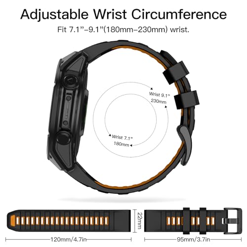 OVERSTEP Watch Band Compatible with Garmin Fenix 8 47mm/Fenix 7/Fenix 7 Pro/Fenix 6/Fenix 6 Pro/Fenix 5/Fenix 5 Plus, 22mm QuickFit Silicone Bands for Epix Pro 47mm/Fenix E/Forerunner 945 955 - Image 4