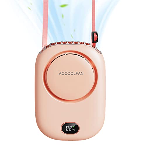AOCOOLFAN Portable Neck Fan Mini Small Personal Handheld Fan USB Rechargeable 3 Speed for Girls Boys Woman Eyelash Travel Home Office Outdoor Pink