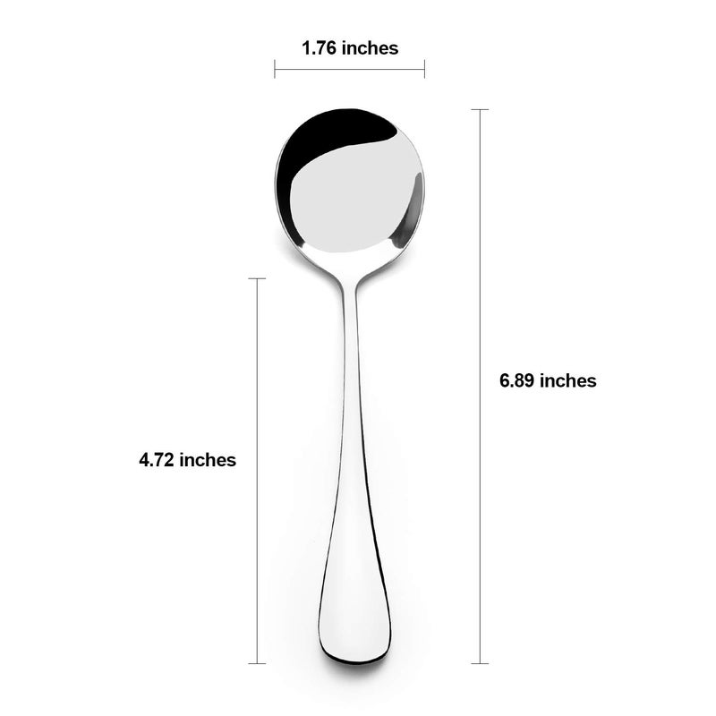 amovee Soup Spoons, Wholesale Spoons Silverware, Round Stainless Steel Spoon Set of 8 - Image 4