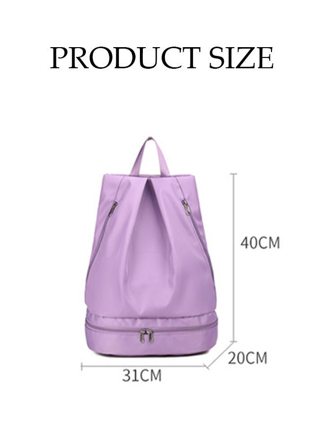 DUNISO Dry Wet Separation Bag, Waterproof Fabric Women's Backpack,Llightweight Fabric Fitness Bag With Independent Shoe Compartment,Pink - Image 2