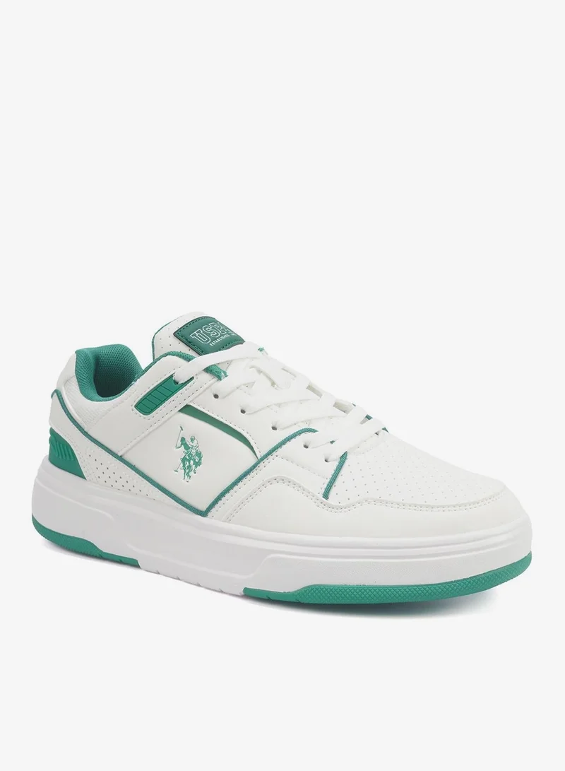 U.S. Polo Assn. white Men's White Low-Top Sneakers - Lightweight Shoes Modern Design with Green Accents for Men | Best Price UAE