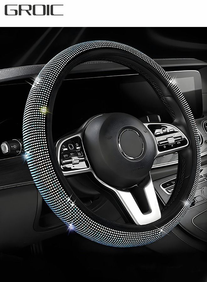 GROIC Bling Steering Wheel Cover, Rhinestones Steering Wheel Cover with Colorful Crystal Diamond Sparkling Car SUV Wheel Protector Anti-Slip Protector Universal Fit 14-15 inches  - Image 1