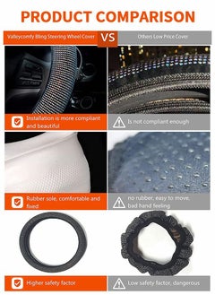 GROIC Bling Steering Wheel Cover, Rhinestones Steering Wheel Cover with Colorful Crystal Diamond Sparkling Car SUV Wheel Protector Anti-Slip Protector Universal Fit 14-15 inches  - Image 5
