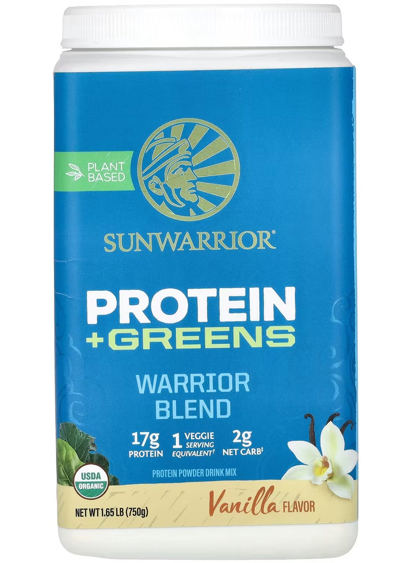 Sunwarrior Warrior Blend, Protein + Greens, Vanilla, 1.65 lb (750 g)  - Image 1
