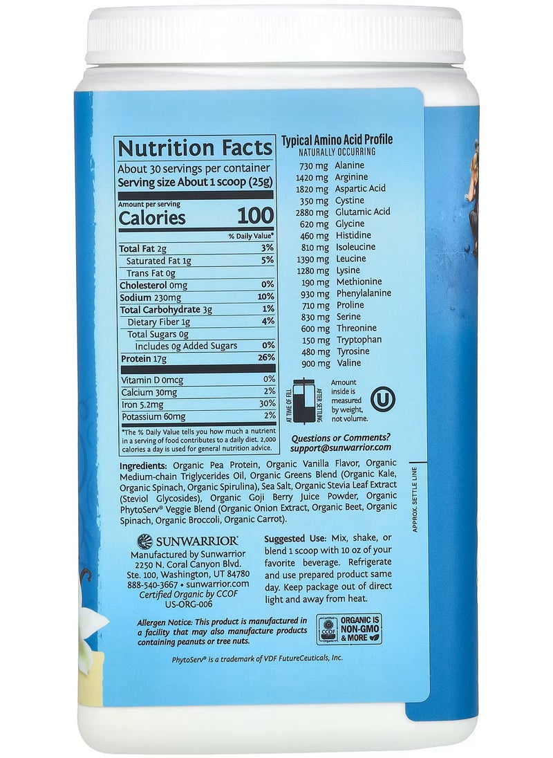 Sunwarrior Warrior Blend, Protein + Greens, Vanilla, 1.65 lb (750 g)  - Image 2