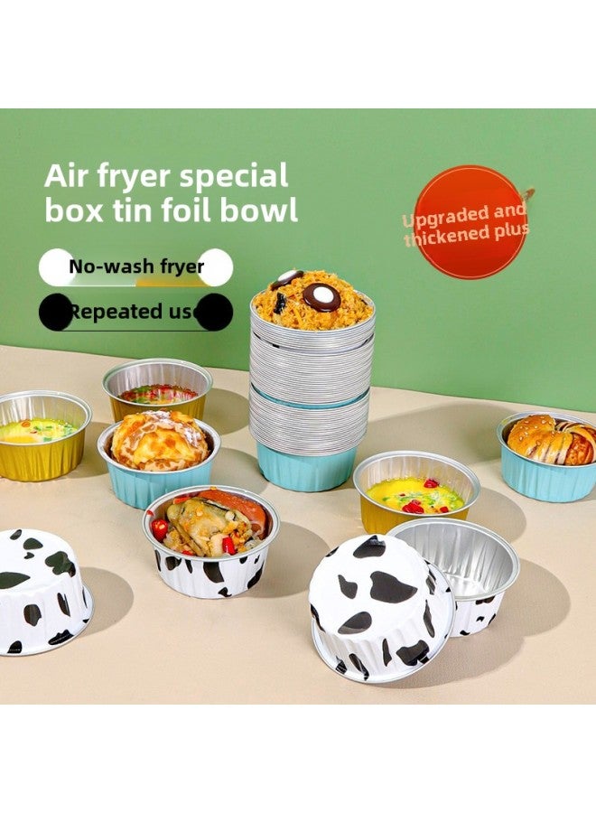 Special Paper Tin Paper Bowl For Air Fryer Household Aluminum Foil Box Paper Tray Small Size Disposable Oven Tin Paper Cup-Specifications:No Specifications-Size:Light Blue-125ml-10 Pieces - Image 3