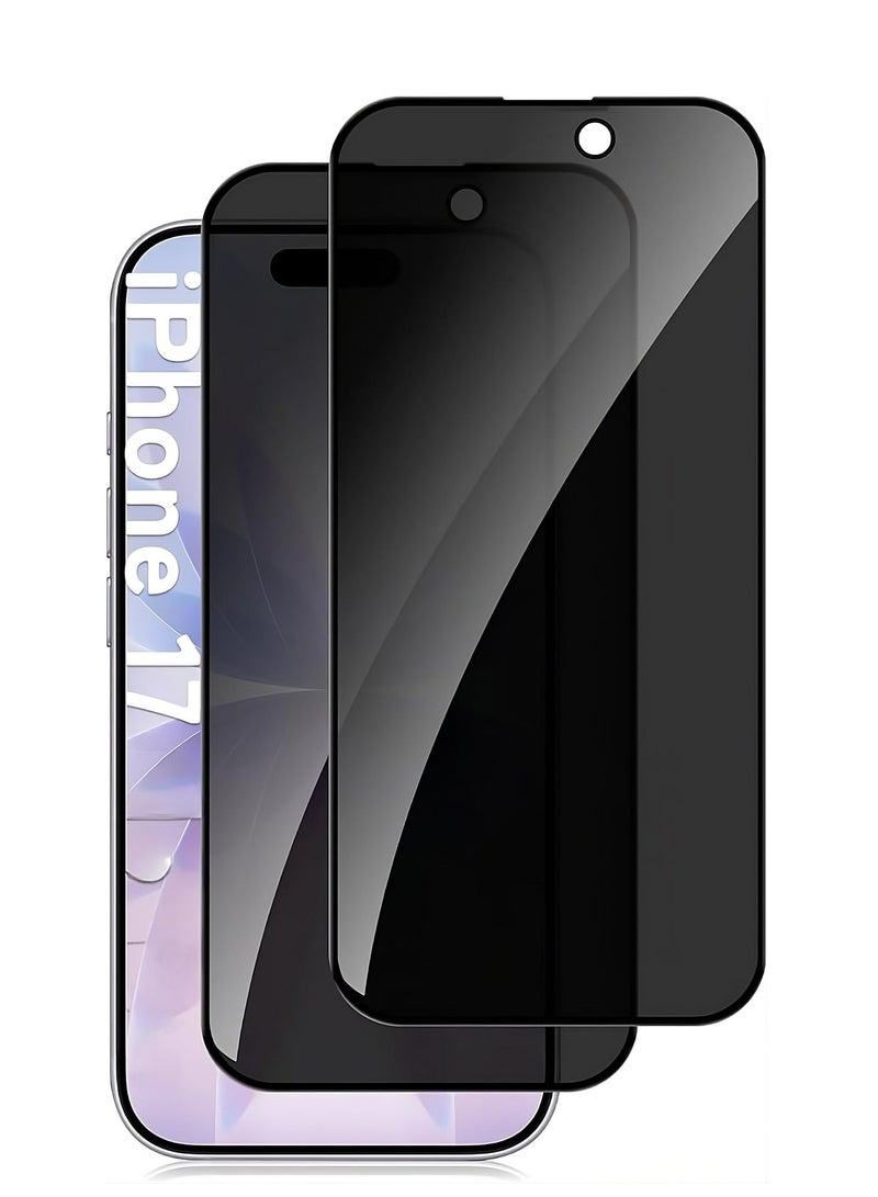 YJS iPhone 17 Privacy Tempered Glass 9H Hardness Anti-Spy Privacy Glass With 2-Pack iPhone 17 Anti-Scratch Dustproof Bubble-Free Glass For iPhone 17 6.3-inch - Image 1