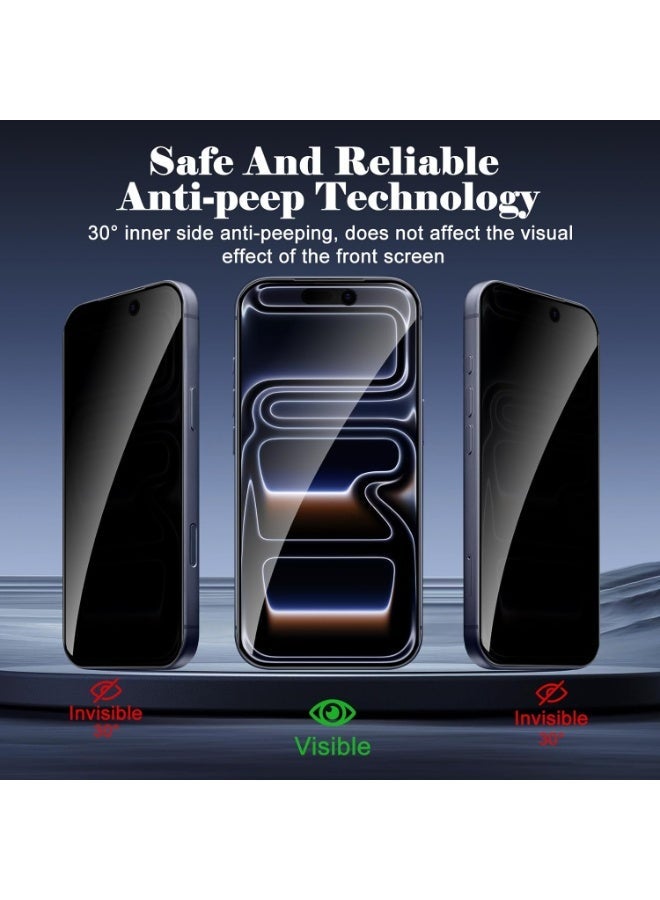 YJS iPhone 17 Privacy Tempered Glass 9H Hardness Anti-Spy Privacy Glass With 2-Pack iPhone 17 Anti-Scratch Dustproof Bubble-Free Glass For iPhone 17 6.3-inch - Image 3