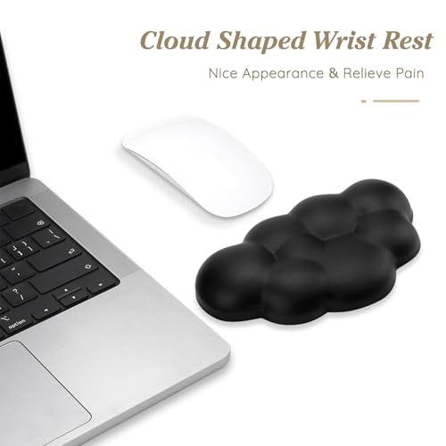Arisase Cloud Wrist Rest Cushion for Mouse Ergonomic Soft PU Leather Memory Foam Wrist Pain Relief Mouse Wrist Support Pad with Anti-Skid Base for Office School Home Laptop & Computer Mouse (Black) - Image 4