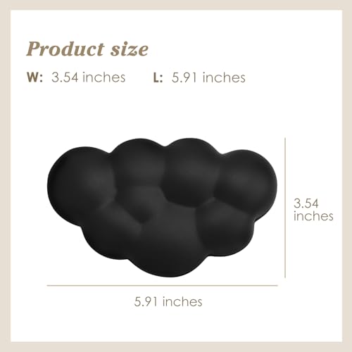 Arisase Cloud Wrist Rest Cushion for Mouse Ergonomic Soft PU Leather Memory Foam Wrist Pain Relief Mouse Wrist Support Pad with Anti-Skid Base for Office School Home Laptop & Computer Mouse (Black) - Image 5
