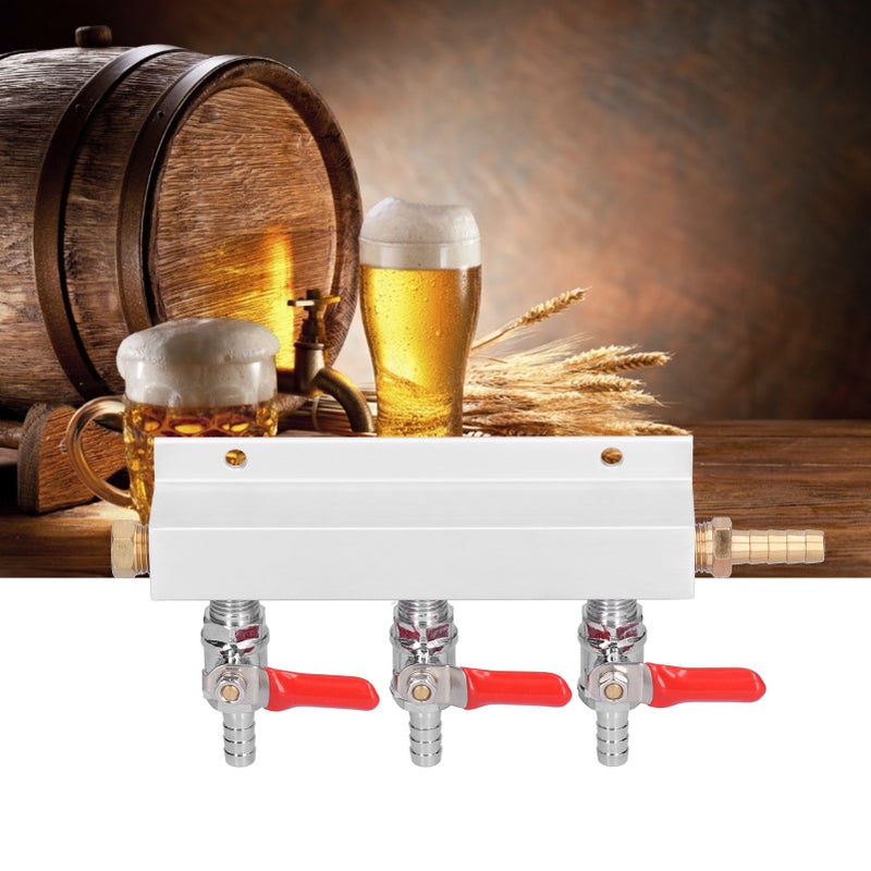3 Way Gas Splitter CO2 Gas Distribution Manifold with 5/16 Inch Beer Integrated Check Valves - Image 1