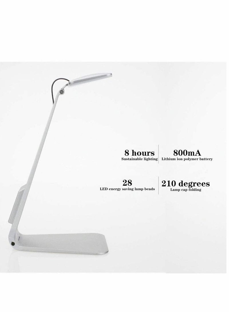 Y&D Folding Table Lamp, Ultra-Thin Fashion 210° Foldable Reading Night Light, Usb Charging, Inductive Switch, Three-Level Brightness Adjustment Led Eye Protection Learning Lamp (Sliver) - Image 3