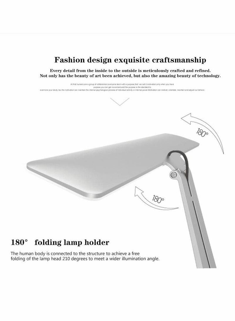 Y&D Folding Table Lamp, Ultra-Thin Fashion 210° Foldable Reading Night Light, Usb Charging, Inductive Switch, Three-Level Brightness Adjustment Led Eye Protection Learning Lamp (Sliver) - Image 5