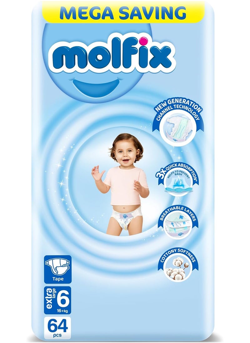 Molfix - Molfix Diapers Mega Pack Xlarge Size 6 - 64 PCS - Image 1