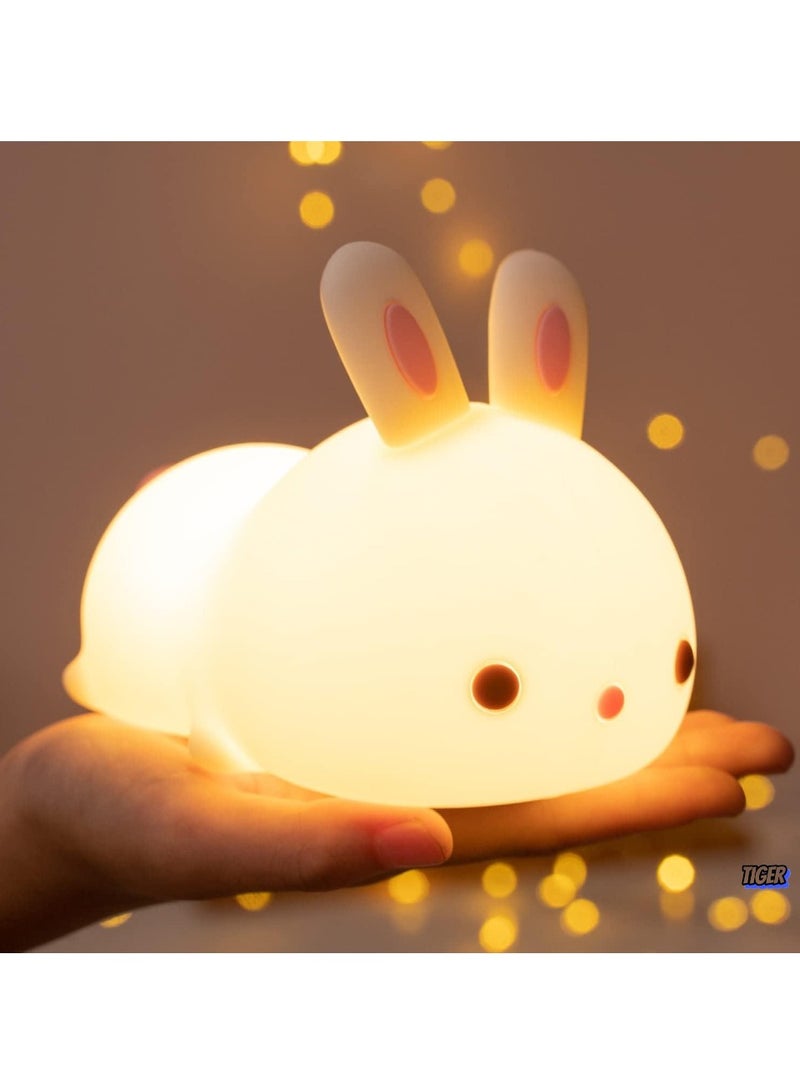 TIGER Cute Bunny Kids Night Light – Soft LED Bunny Lamp for Children, Dimmable & Rechargeable, Perfect for Bedrooms, Nursery, and Sleep, Ideal Gift for Toddlers & Babies - Image 1