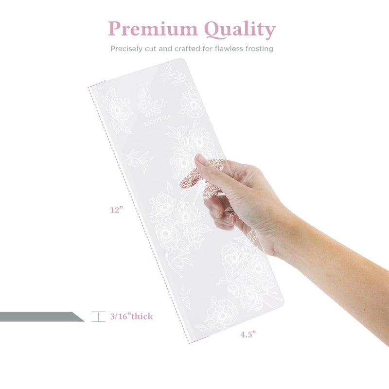 LACUPELLA LACUPELLA Acrylic Cake Buttercream Scraper Smoother for Icing Frosting, 12 inch Tall Tapered Edge - 3/16" Thickness, Clear - BPA Free Professional Grade  - Image 4