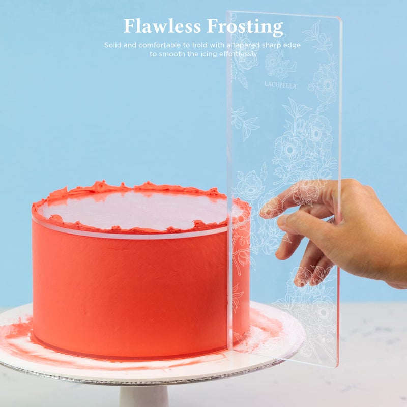 LACUPELLA LACUPELLA Acrylic Cake Buttercream Scraper Smoother for Icing Frosting, 12 inch Tall Tapered Edge - 3/16" Thickness, Clear - BPA Free Professional Grade  - Image 3