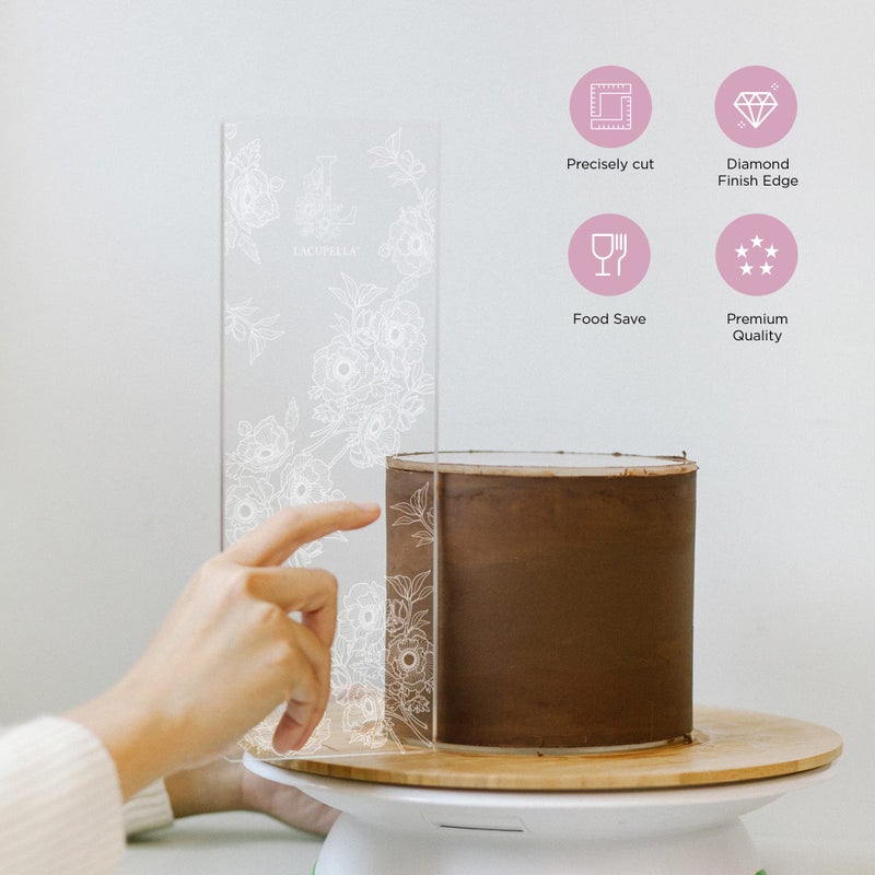 LACUPELLA LACUPELLA Acrylic Cake Buttercream Scraper Smoother for Icing Frosting, 12 inch Tall Tapered Edge - 3/16" Thickness, Clear - BPA Free Professional Grade  - Image 5