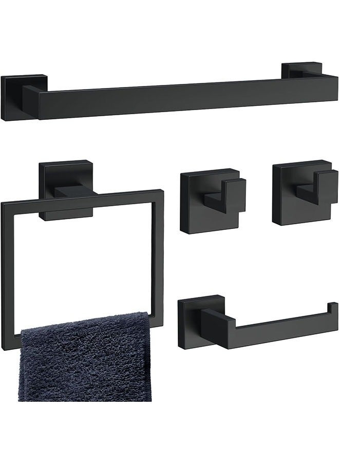 عربست مجموعة من 5 قطع ماتي أسود حمام التبعي مجموعة ، SUS304 الفولاذ المقاوم للصدأ الجدار شنقا نوع 16 بوصة منديل الشريط ، حامل ورق التواليت ، خاتم منشفة ، منشفة هوك ، حمام مجموعة الأجهزة ، منشفة بار مجموعة - Image 1