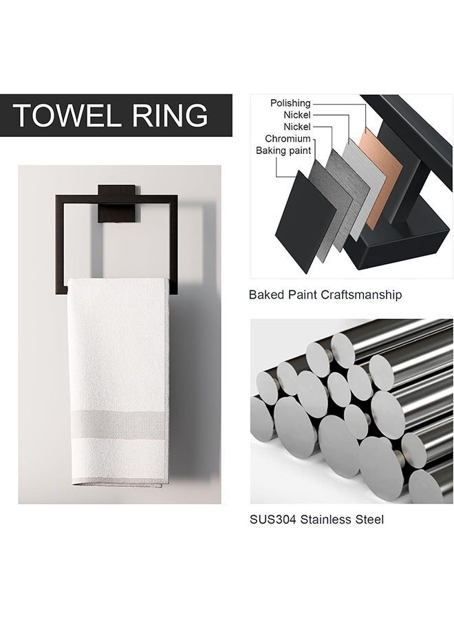 عربست مجموعة من 5 قطع ماتي أسود حمام التبعي مجموعة ، SUS304 الفولاذ المقاوم للصدأ الجدار شنقا نوع 16 بوصة منديل الشريط ، حامل ورق التواليت ، خاتم منشفة ، منشفة هوك ، حمام مجموعة الأجهزة ، منشفة بار مجموعة - Image 4