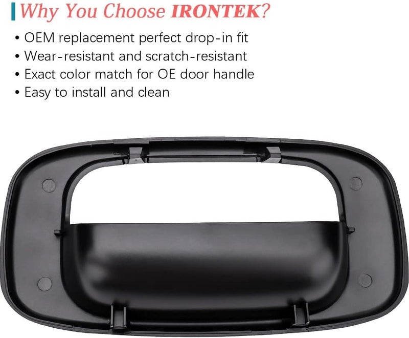 IRONTEK 1999-2007 شيفي سيلفرادو وجي إم سي سييرا مقبض الباب الخلفي وإطار الاستبدال مقبض الباب الخلفي والمزلاج وإطار الزخرفة مع المشابك تناسب 1500، 2500، 2500 HD، 3500 HD شاحنة بيك أب 15997911 15228539 - Image 4