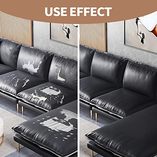 ONine Leather Repair Patch, Self-Adhesive Couch Patch, Multicolor Available Scratch Leather 16X60 Inch Peel and Stick for Sofas, Car Seats (Ink Black) - Image 4