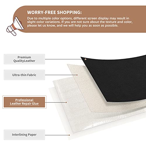 ONine Leather Repair Patch, Self-Adhesive Couch Patch, Multicolor Available Scratch Leather 16X60 Inch Peel and Stick for Sofas, Car Seats (Ink Black) - Image 3
