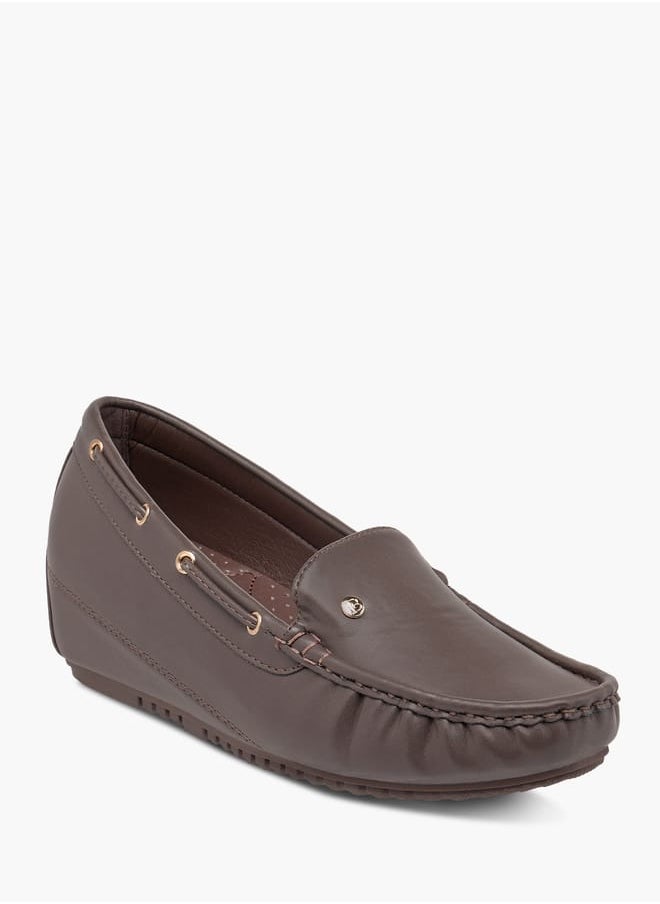 Flora Bella By Shoexpress Women Solid Slip-On Wedge Heel Loafers  - Image 1