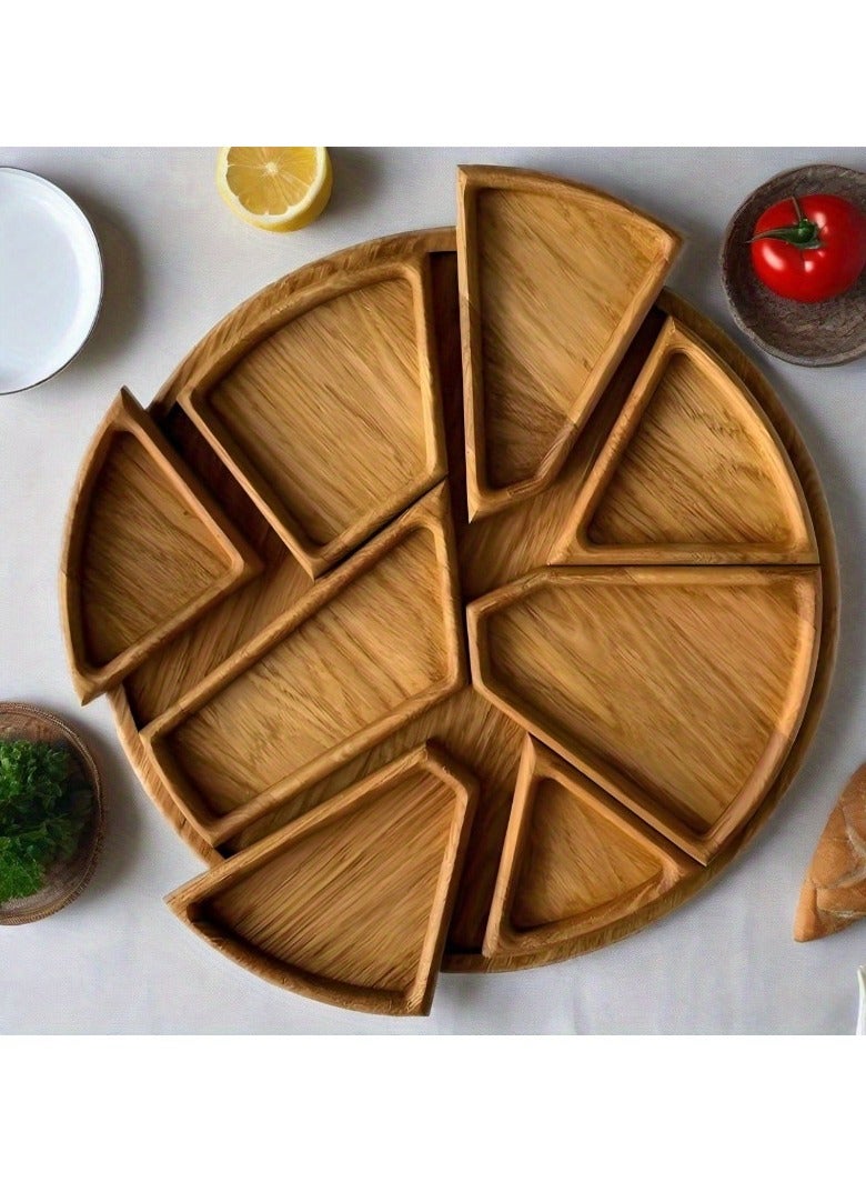 عام صواني خشبية قابلة للفك والتجميع، مصنوعة من خشب صلب، مثالية لموائد الطعام المنزلية والحفلات، ويمكن استخدامها أيضًا كأطباق خفيفة خشبية. - Image 2