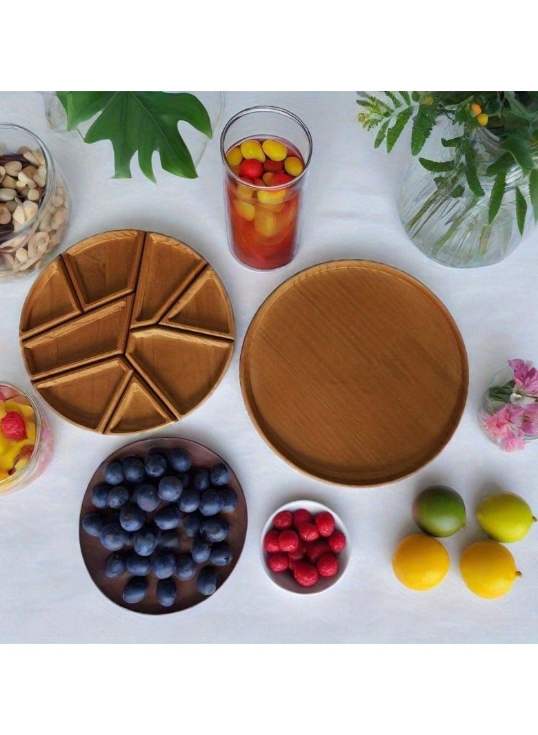 عام صواني خشبية قابلة للفك والتجميع، مصنوعة من خشب صلب، مثالية لموائد الطعام المنزلية والحفلات، ويمكن استخدامها أيضًا كأطباق خفيفة خشبية. - Image 3