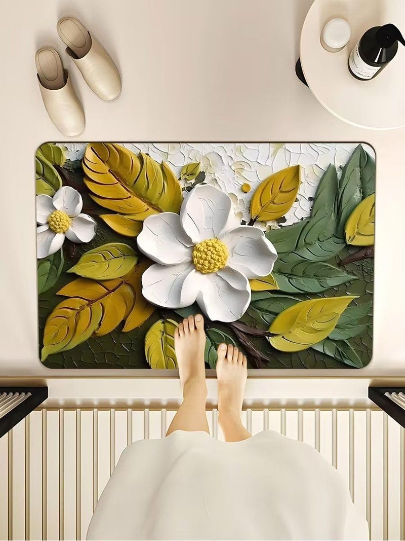 TEKCOOL Bathroom Mat,Door mat Door Mat, Rubber Non-Slip Quick Dry Rug Fit Under Door Super Absorbent Thin Fashion Washable Oval Floor Bath Mat for Bathroom, Bathtub, Shower and Sink(Champo-Pack of 1). - Image 3