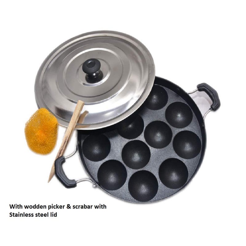Bandhan Enterprises 12 Compartment NonSticky Appa Patra Maker with Stainless Steel Lid - Image 4